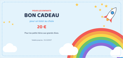 Modèle de bon cadeau – Pour les enfants (enfants, arc-en-ciel, fusée)