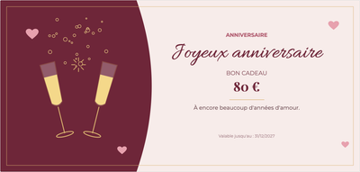 Modèle de bon cadeau – Pour les amoureux (anniversaire, de, mariage, champagne)