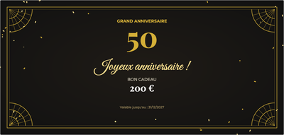 Modèle de bon cadeau – Célébrations (grand, anniversaire, 50, ans)