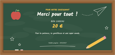 Modèle de bon cadeau – Célébrations (enseignant, merci, école)