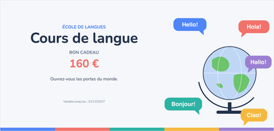 Modèle de bon cadeau – Cours & loisirs (cours, de, langue, anglais)