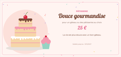 Modèle de bon cadeau – Gastronomie (pâtisserie, gâteau, douceurs)