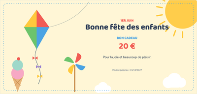 Modèle de bon cadeau – Pour les enfants (fête, des, enfants, cerf-volant)