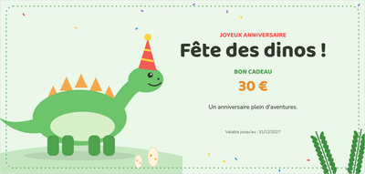 Modèle de bon cadeau – Pour les enfants (anniversaire, enfant, dinosaure)