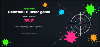 Modèle de bon cadeau – Expériences (paintball, laser, game, jeu)