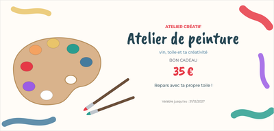 Modèle de bon cadeau – Cours & loisirs (peinture, atelier, art, toile)