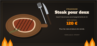 Modèle de bon cadeau – Gastronomie (steak, viande, restaurant, grill)