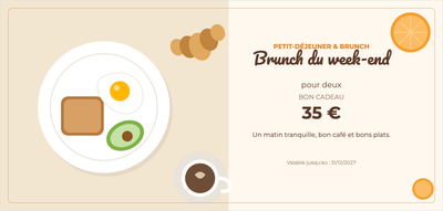 Modèle de bon cadeau – Gastronomie (brunch, petit-déjeuner, café)