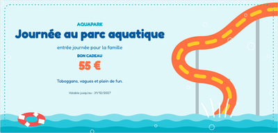Modèle de bon cadeau – Pour les enfants (parc, aquatique, piscine, toboggan)