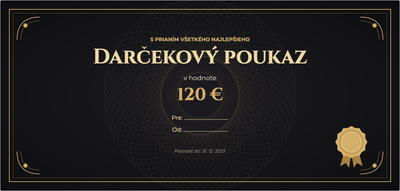 Šablóna darčekového poukazu – Univerzálne (elegantný, univerzálny, zlatá, čierna)