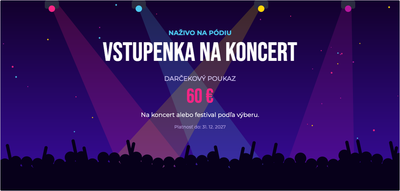 Šablóna darčekového poukazu – Zážitky (koncert, festival, hudba, vstupenka)