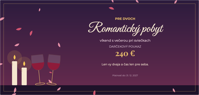 Šablóna darčekového poukazu – Pre zamilovaných (romantický, pobyt, pre, dvoch)