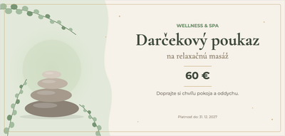 Šablóna darčekového poukazu – Wellness a krása (masáž, wellness, spa, relax)
