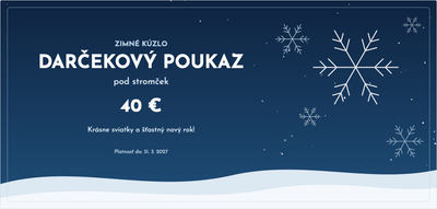 Šablóna darčekového poukazu – Vianoce a zima (zima, vianoce, sneh, vločky)