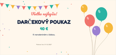 Šablóna darčekového poukazu – Oslavy a príležitosti (narodeniny, balóny, oslava, párty)