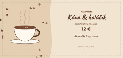 Šablóna darčekového poukazu – Jedlo a pitie (kaviareň, káva, koláč, kafe)