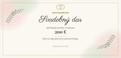 Šablóna darčekového poukazu – Pre zamilovaných (svadba, novomanželia, svadobný, dar)