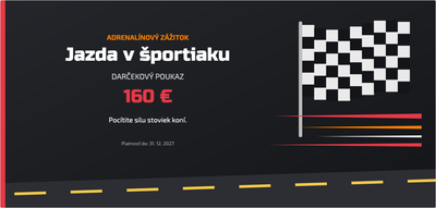 Šablóna darčekového poukazu – Zážitky (jazda, autom, športiak, adrenalín)