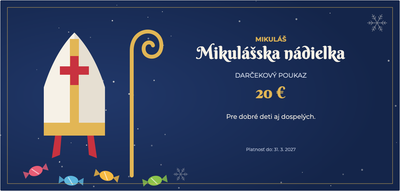 Šablóna darčekového poukazu – Vianoce a zima (mikuláš, nádielka, sladkosti)