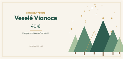 Šablóna darčekového poukazu – Vianoce a zima (vianoce, moderné, minimalistické, stromčeky)