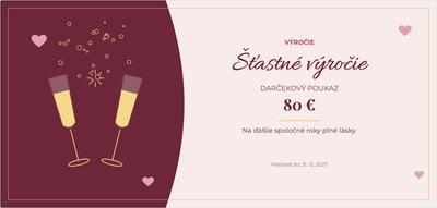 Šablóna darčekového poukazu – Pre zamilovaných (výročie, svadby, šampanské, láska)