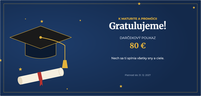 Šablóna darčekového poukazu – Oslavy a príležitosti (maturita, promócia, absolvent, škola)