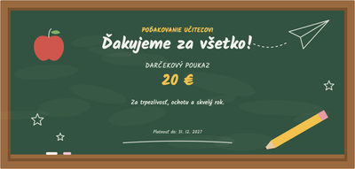 Šablóna darčekového poukazu – Oslavy a príležitosti (učiteľ, poďakovanie, škola, tabuľa)