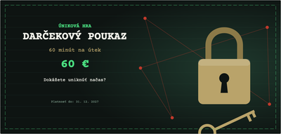 Šablóna darčekového poukazu – Zážitky (úniková, hra, escape, room)