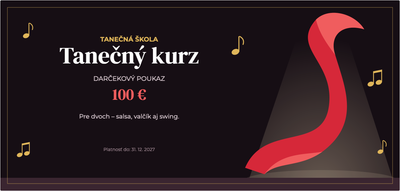 Šablóna darčekového poukazu – Kurzy a hobby (tanec, tanečný, kurz, salsa)