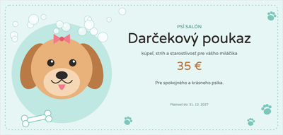 Šablóna darčekového poukazu – Obchody a služby (psí, salón, pes, strihanie)