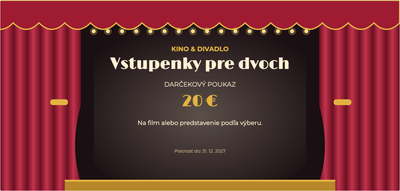 Šablóna darčekového poukazu – Zážitky (kino, divadlo, vstupenky, film)