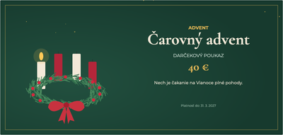 Šablóna darčekového poukazu – Vianoce a zima (advent, adventný, veniec, sviečky)