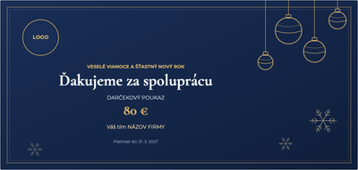 Šablóna darčekového poukazu – Vianoce a zima (firemné, vianoce, poďakovanie, klientom)