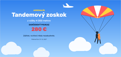 Šablóna darčekového poukazu – Zážitky (zoskok, padák, tandem, adrenalín)