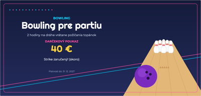 Šablóna darčekového poukazu – Šport a pohyb (bowling, kolky, guľa)