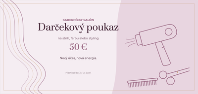Šablóna darčekového poukazu – Wellness a krása (kaderníctvo, kaderník, účes, strih)