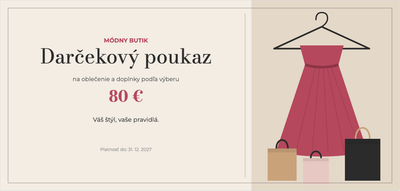 Šablóna darčekového poukazu – Obchody a služby (móda, butik, oblečenie, šaty)