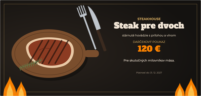 Šablóna darčekového poukazu – Jedlo a pitie (steak, mäso, reštaurácia, gril)