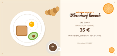 Šablóna darčekového poukazu – Jedlo a pitie (brunch, raňajky, kaviareň)