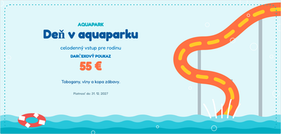 Šablóna darčekového poukazu – Pre deti (aquapark, bazén, tobogan, voda)